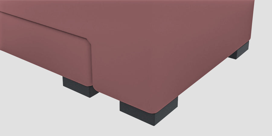 Corby Velvet Rhs 6 Seater Convertible Sofa Cum Bed In Rose Pink Colour - Febonic Living