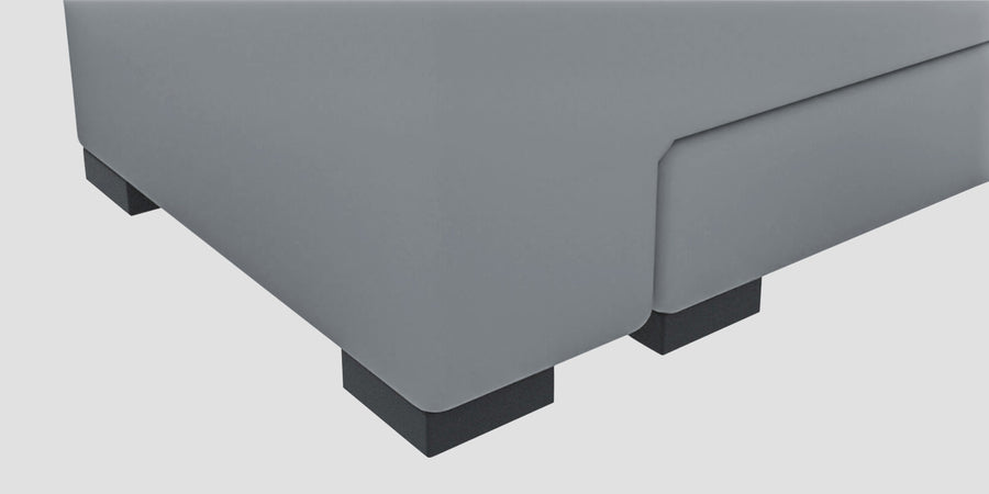 Corby Velvet Lhs 6 Seater Convertible Sofa Cum Bed In Concrete Grey Colour - Febonic Living
