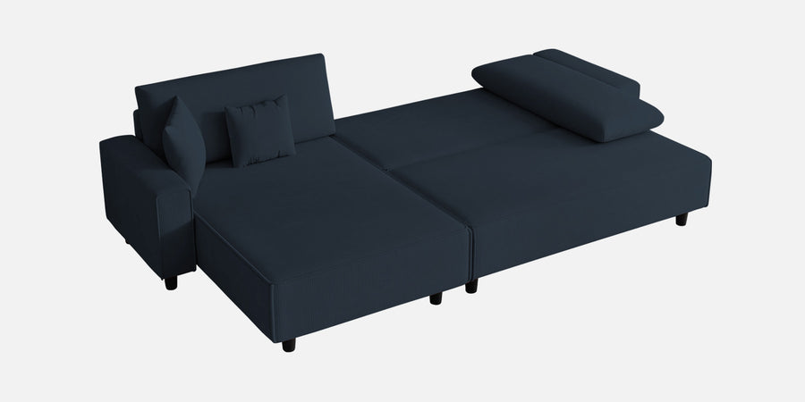 Peach Fabric Rhs 6 Seater Sofa Cum Bed With Storage In Denim Blue Colour - Febonic Living
