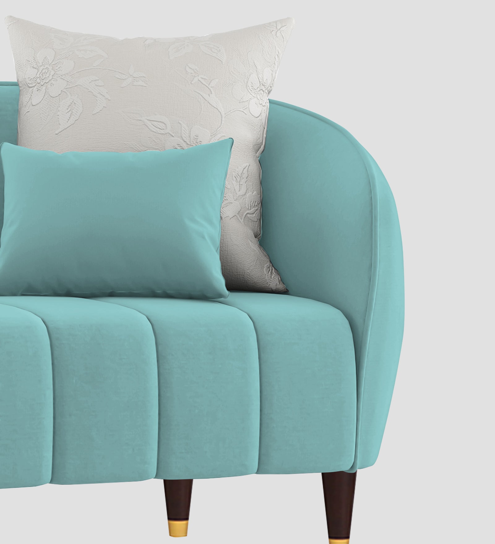 Hairo Velvet 1 Seater Sofa In  Barmunda Aqua Colour - Febonic Living