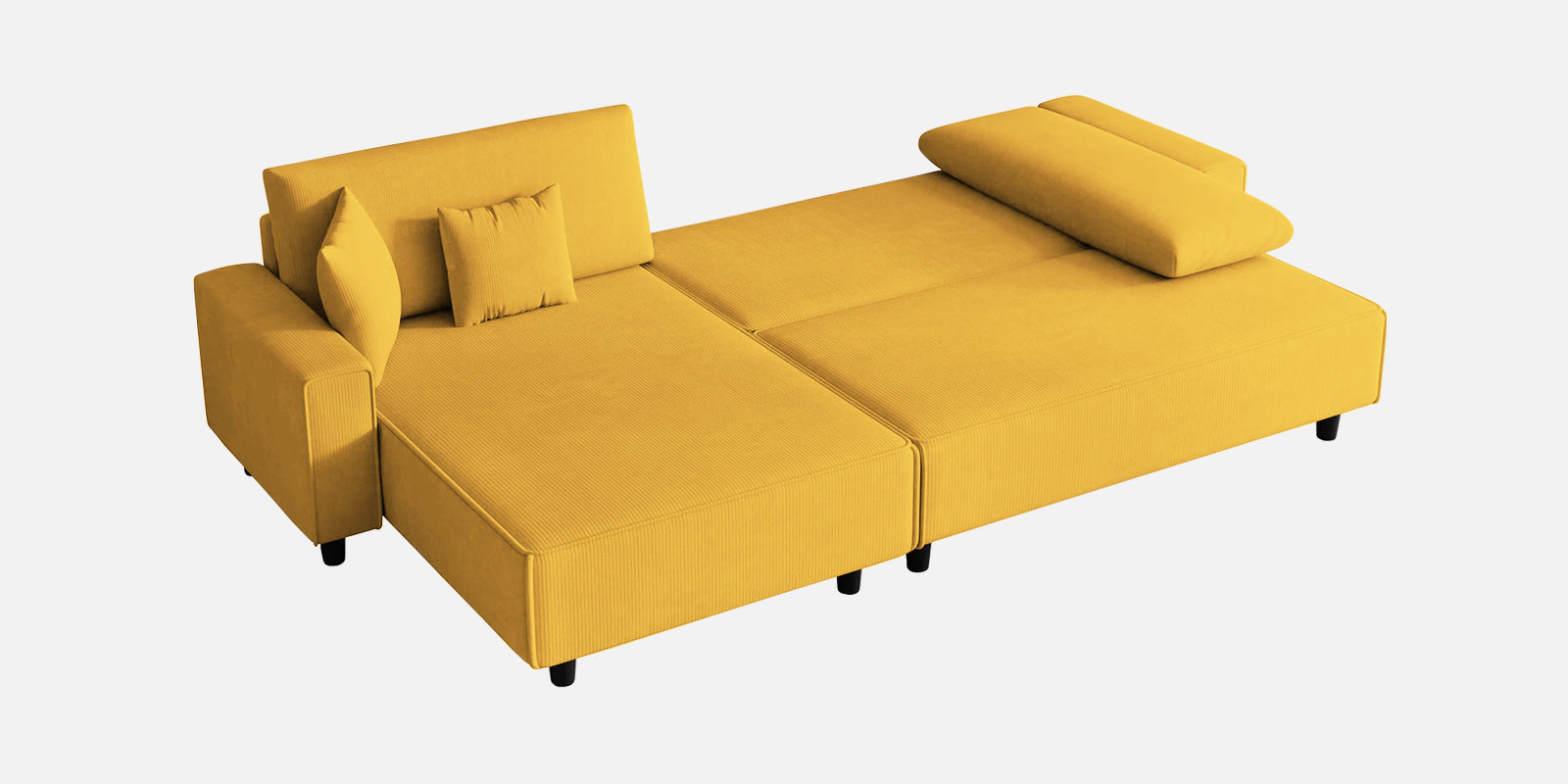 Peach Fabric RHS 6 Seater Sectional Sofa Cum Bed With Storage In Bold Yellow Colour