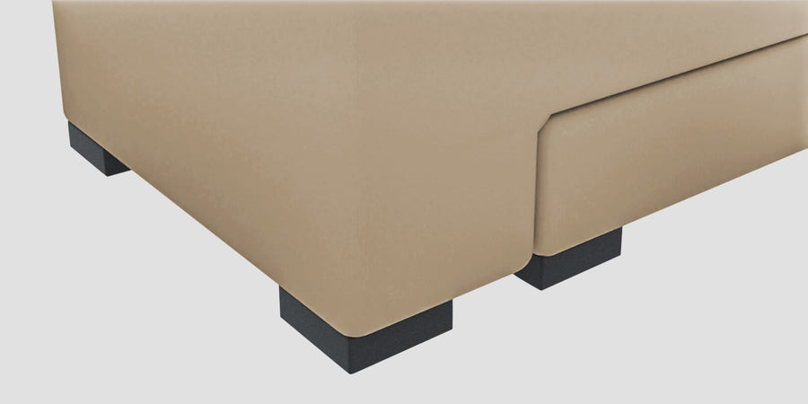 Corby Velvet Lhs 6 Seater Convertible Sofa Cum Bed In Cream Beige Colour - Febonic Living