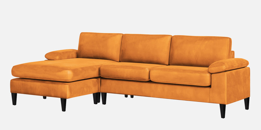 Vegas Velvet Rhs Sectional Sofa 3 Lounger In Tangerine Orange Colour - Febonic Living