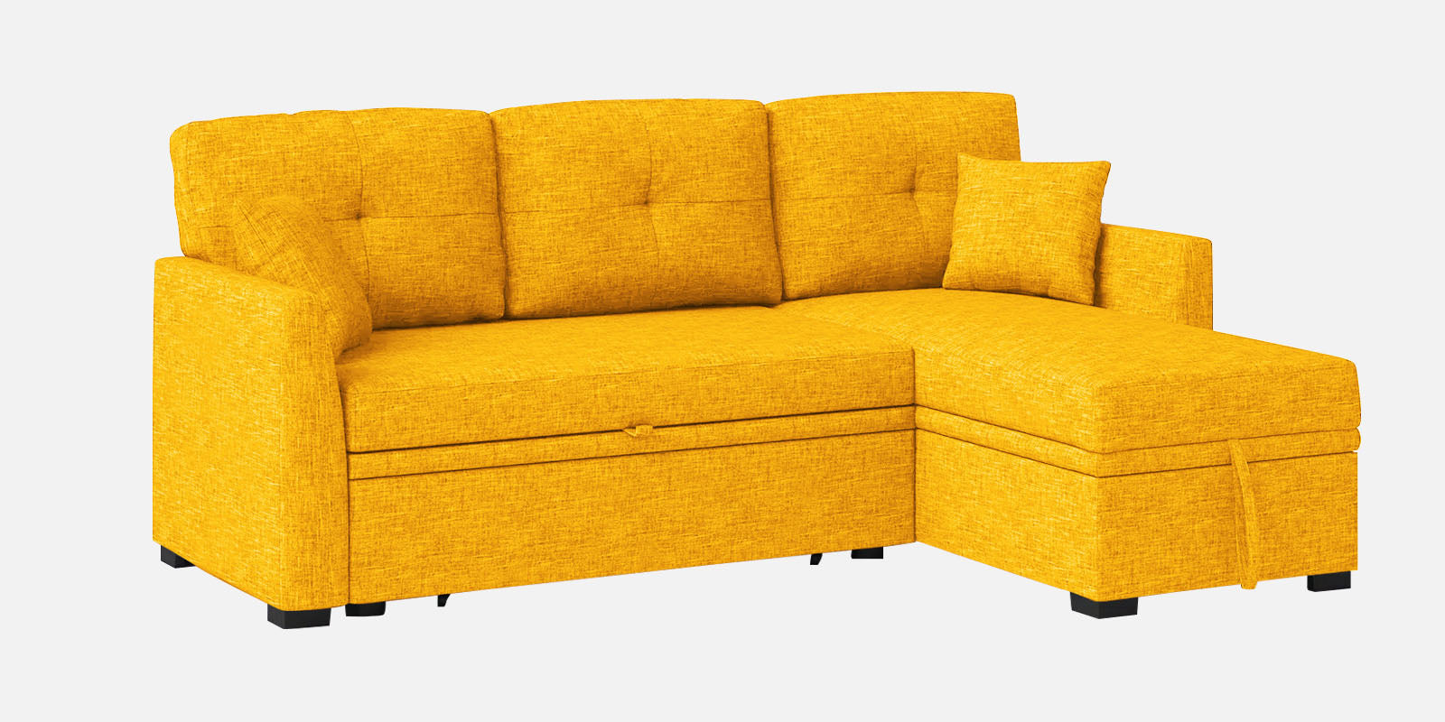 Jody Fabric 3 Seater Pull Out Sofa Cum Bed In Bold Yellow Colour