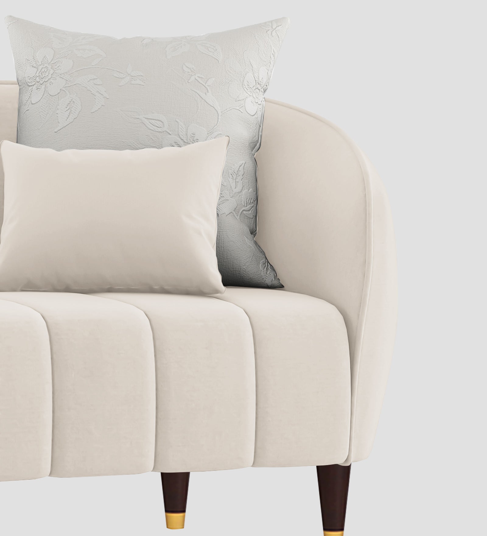 Hairo Velvet 1 Seater Sofa In  Camel Beige Colour - Febonic Living