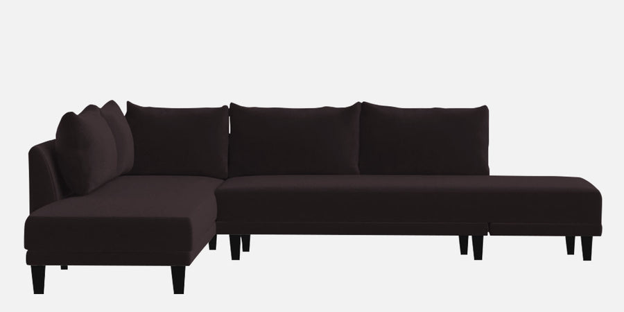 Ira Fabric Rhs 6 Seater Convertible Sofa Cum Bed In Cara Brown Colour - Febonic Living