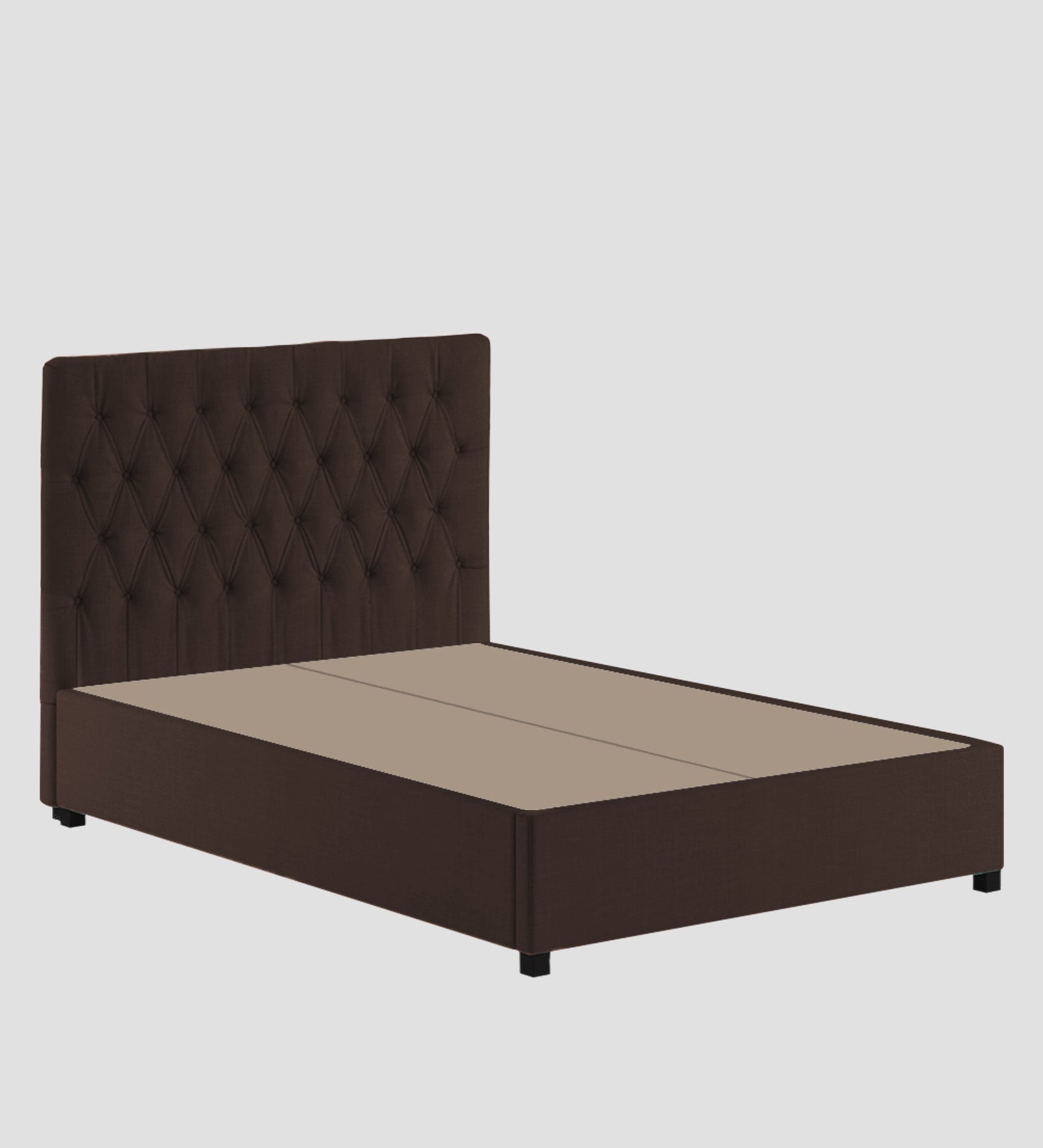 Isko Fabric King Size Bed In Coffee Brown Colour With Storage Box - Febonic Living
