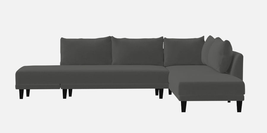 Ira Fabric Lhs 6 Seater Convertible Sofa Cum Bed In Charcoal Grey Colour - Febonic Living