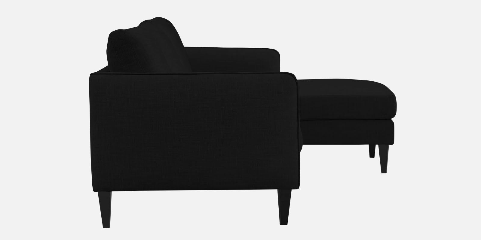 Piku Fabric LHS Sectional Sofa (3+Lounger) in Zed Black Colour