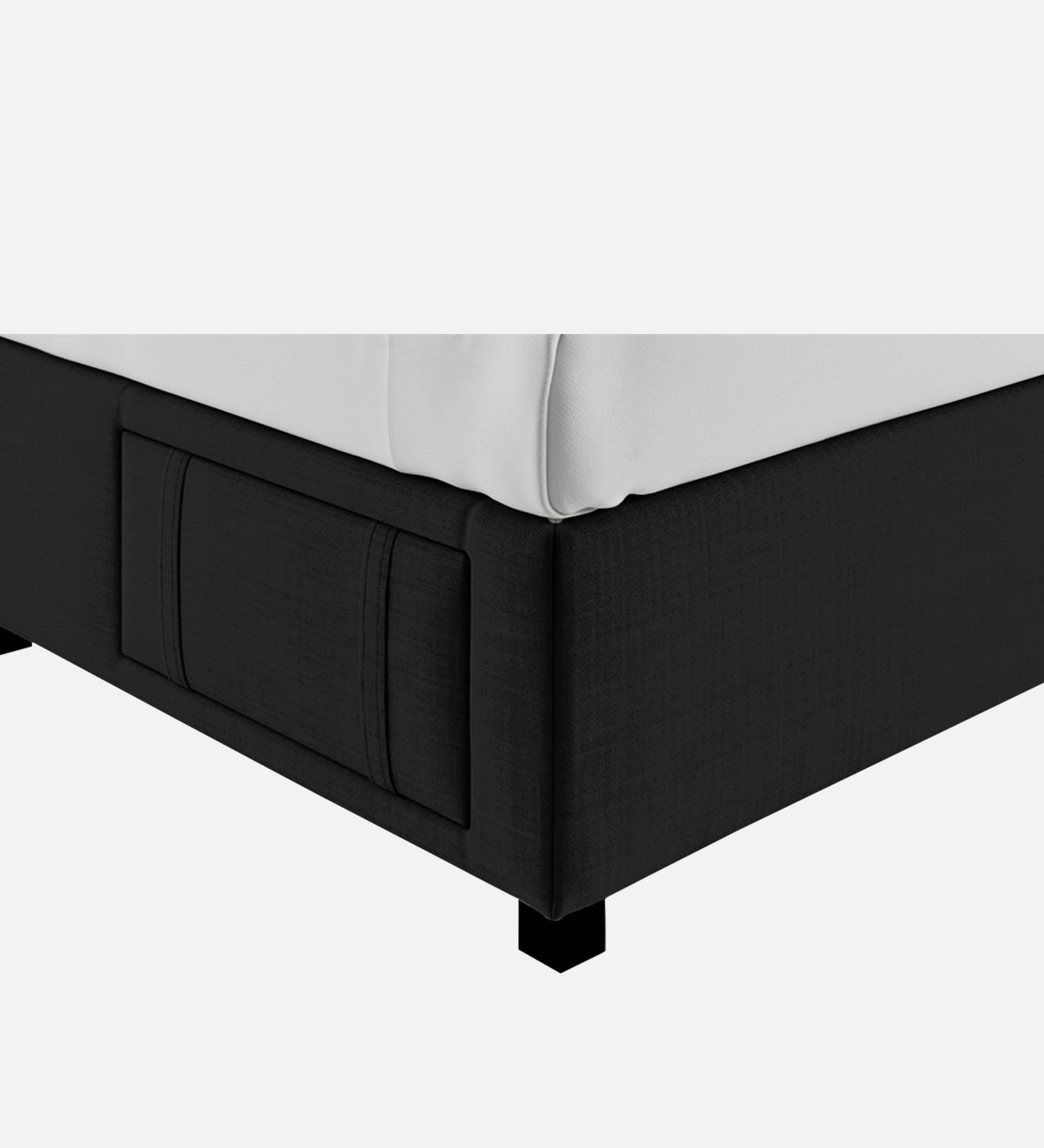 Nivi Fabric King Size Bed In Zed Black Colour With Drawer Storage