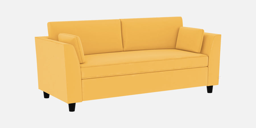 Bristo Velvet 3 Seater Sofa In Turmeric Yellow Colour With Storage - Febonic Living