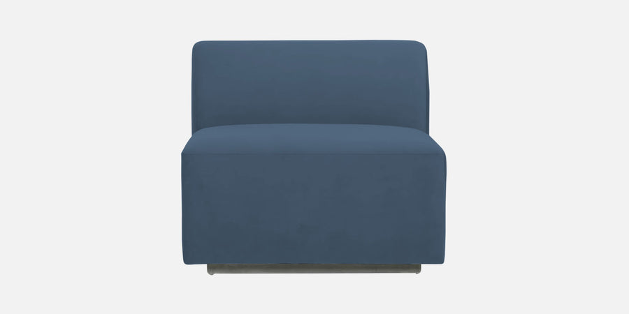 Bufa Velvet Rhs Sectional Sofa In Oxford Blue Colour With Ottoman - Febonic Living