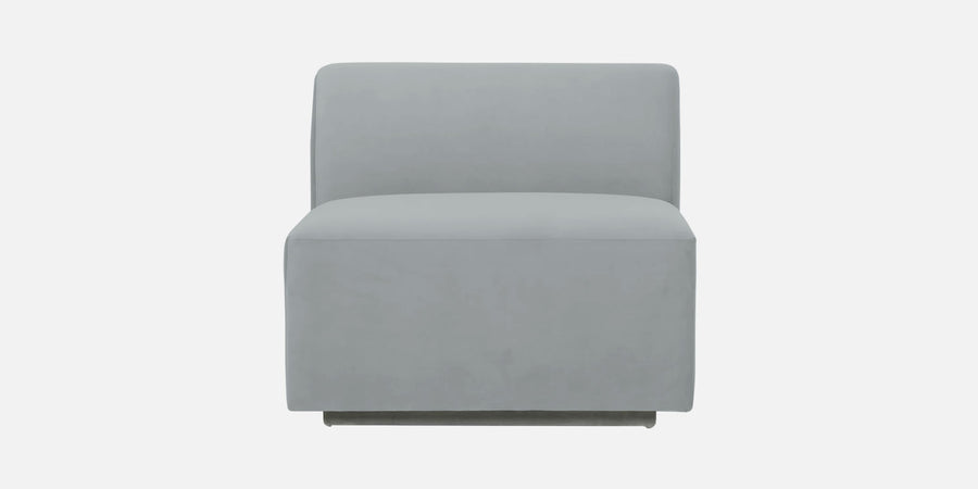 Bufa Velvet Lhs Sectional Sofa In Pearl Grey Colour With Ottoman - Febonic Living