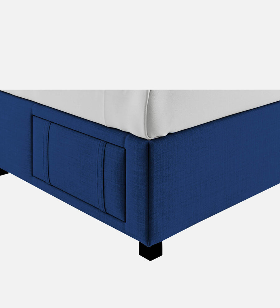 Nivi Fabric Upholstered Queen Size Bed In Royal Blue Colour With Drawer Storage - Febonic Living