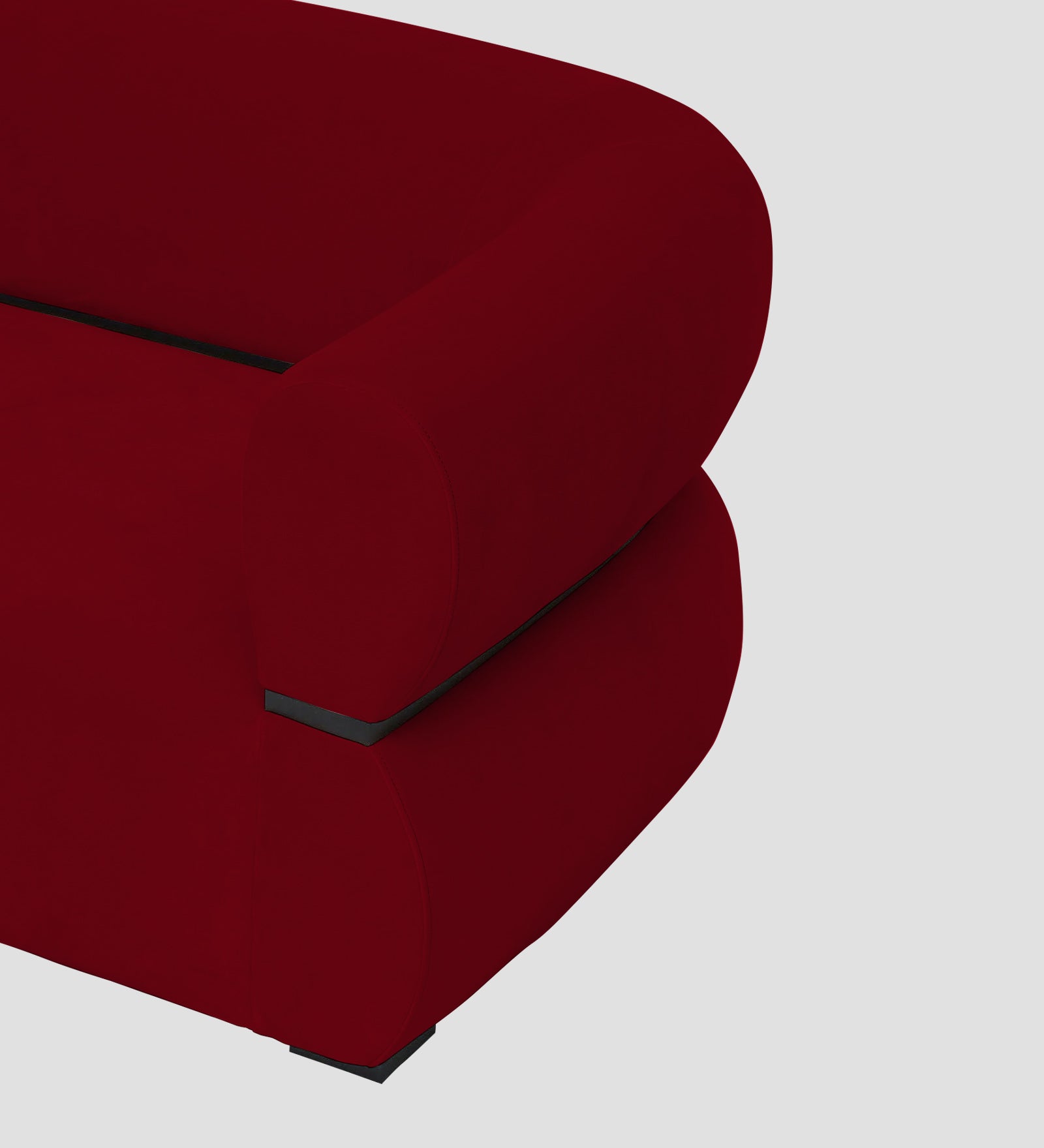 Kula Velvet 1 Seater Sofa In Cherry Red Colour