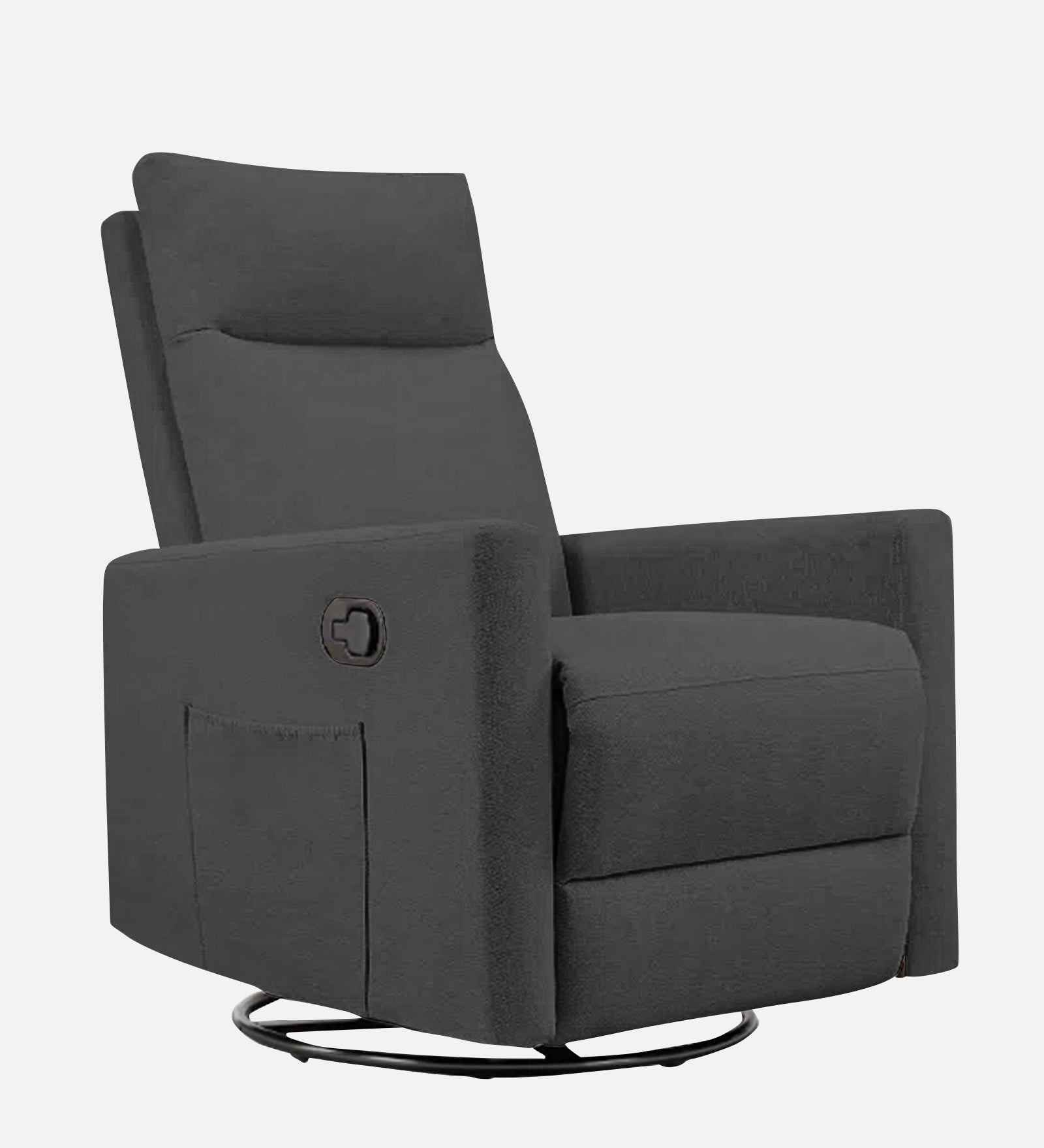 Zura Fabric Manual 1 Seater Recliner In Charcoal Grey Colour
