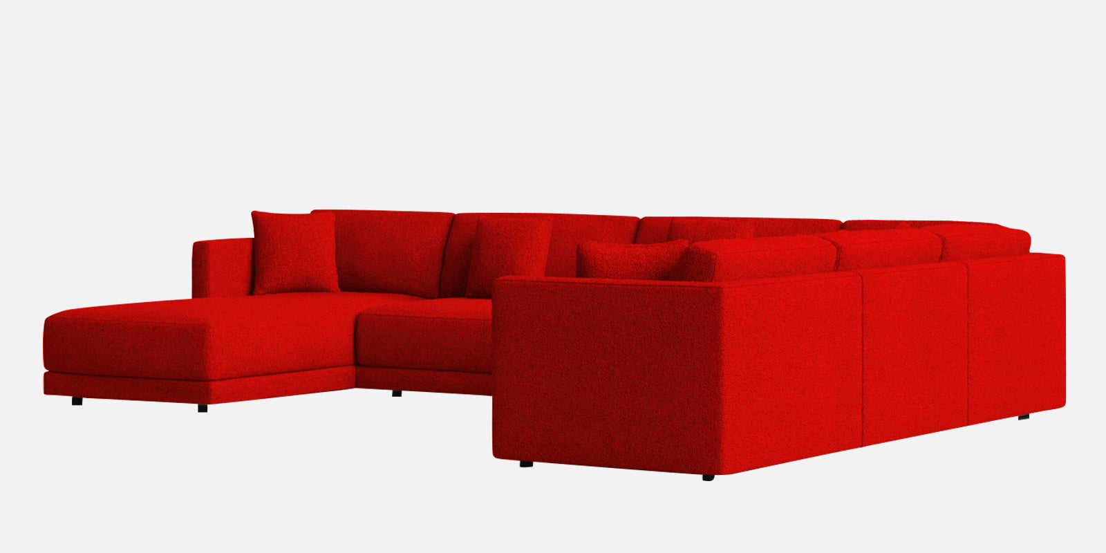 Carlin Fabric RHS 8 Seater Sectional Sofa In Ruby Red Colour