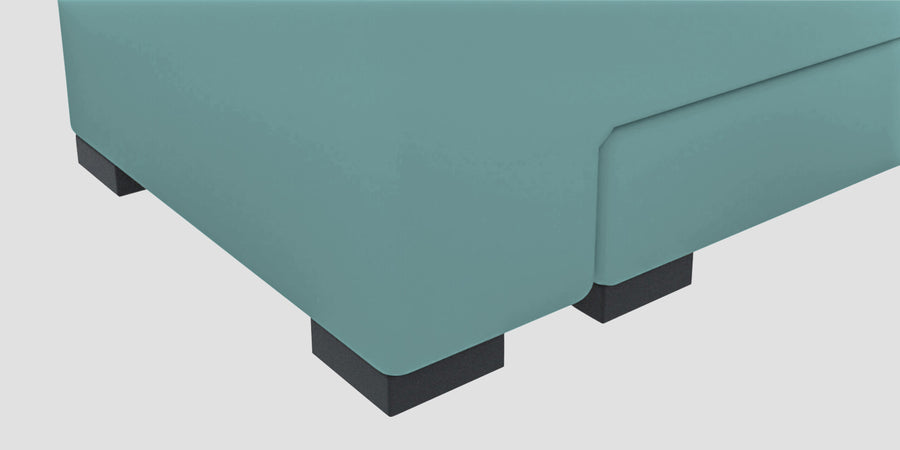 Corby Velvet Lhs 6 Seater Convertible Sofa Cum Bed In Barmunda Aqua Colour - Febonic Living