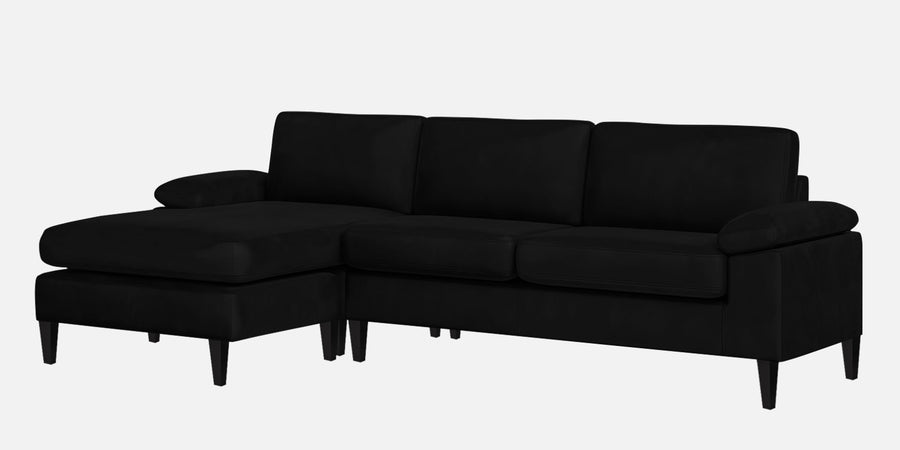 Vegas Velvet Rhs Sectional Sofa 3 Lounger In Adam Black Colour - Febonic Living