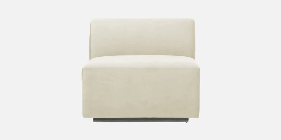Bufa Velvet Lhs Sectional Sofa In Warm White Colour With Ottoman - Febonic Living
