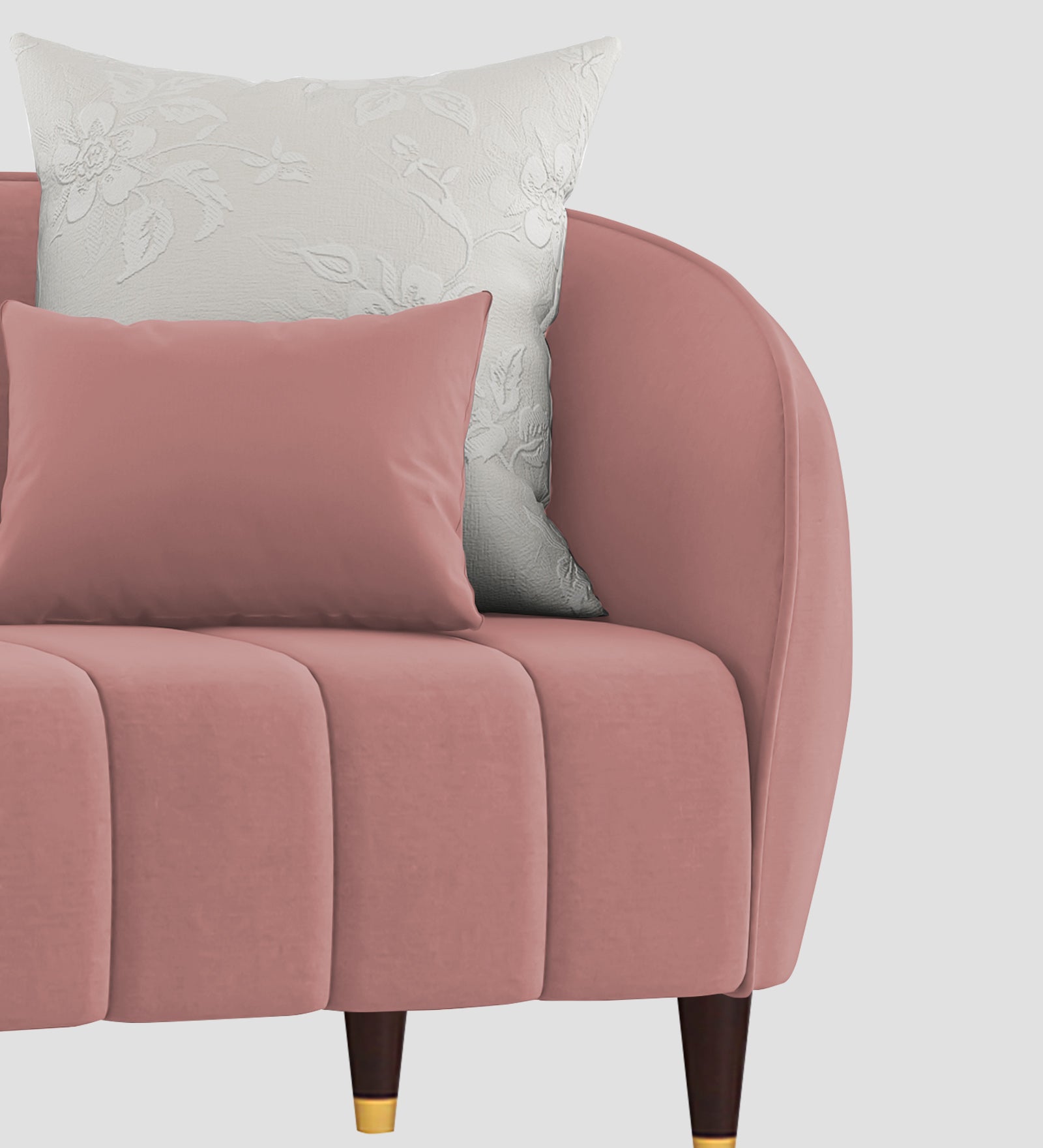 Hairo Velvet 1 Seater Sofa In  Blush Pink Colour - Febonic Living