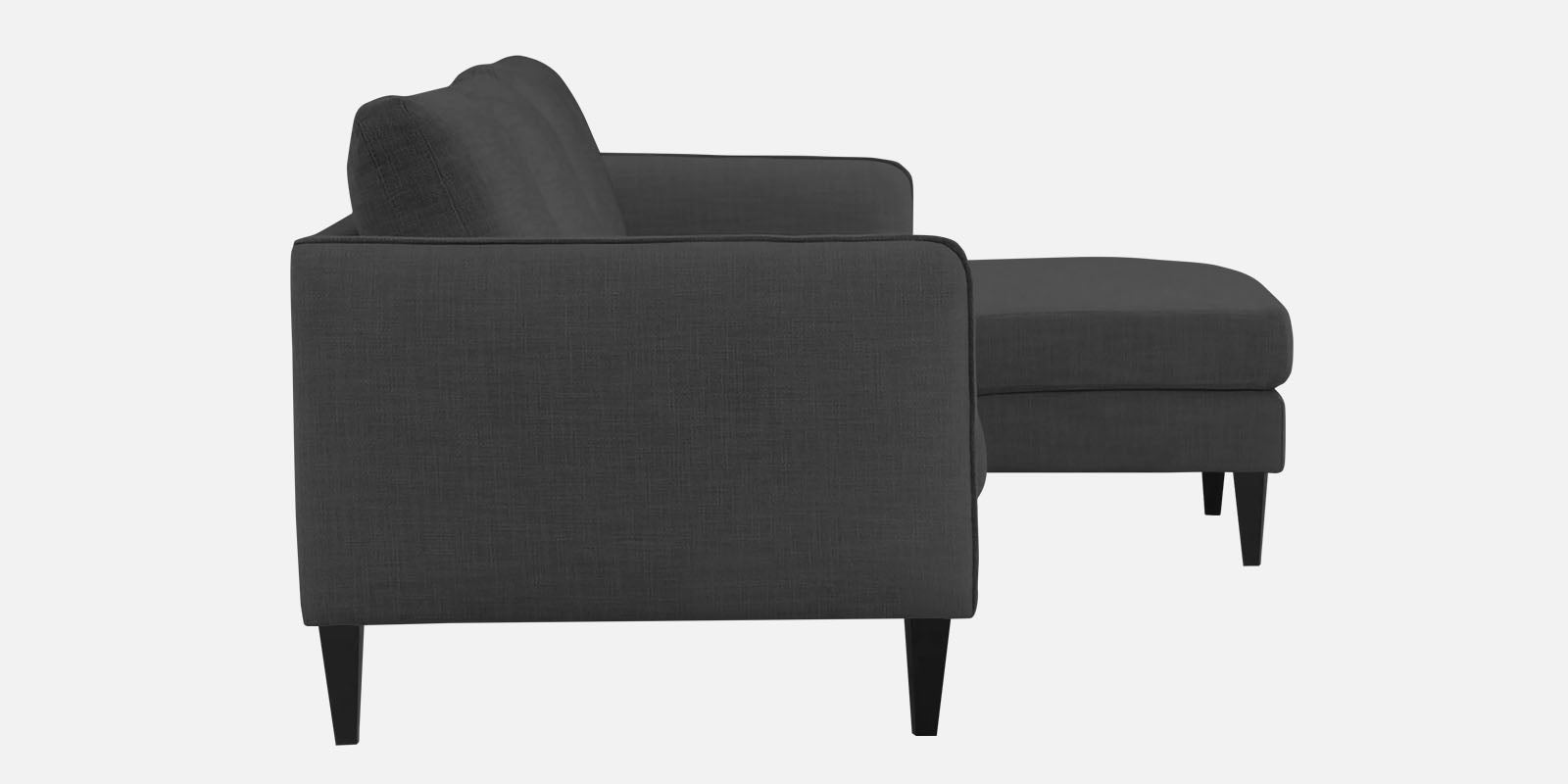 Piku Fabric LHS Sectional Sofa (3+Lounger) in Charcoal Grey Colour