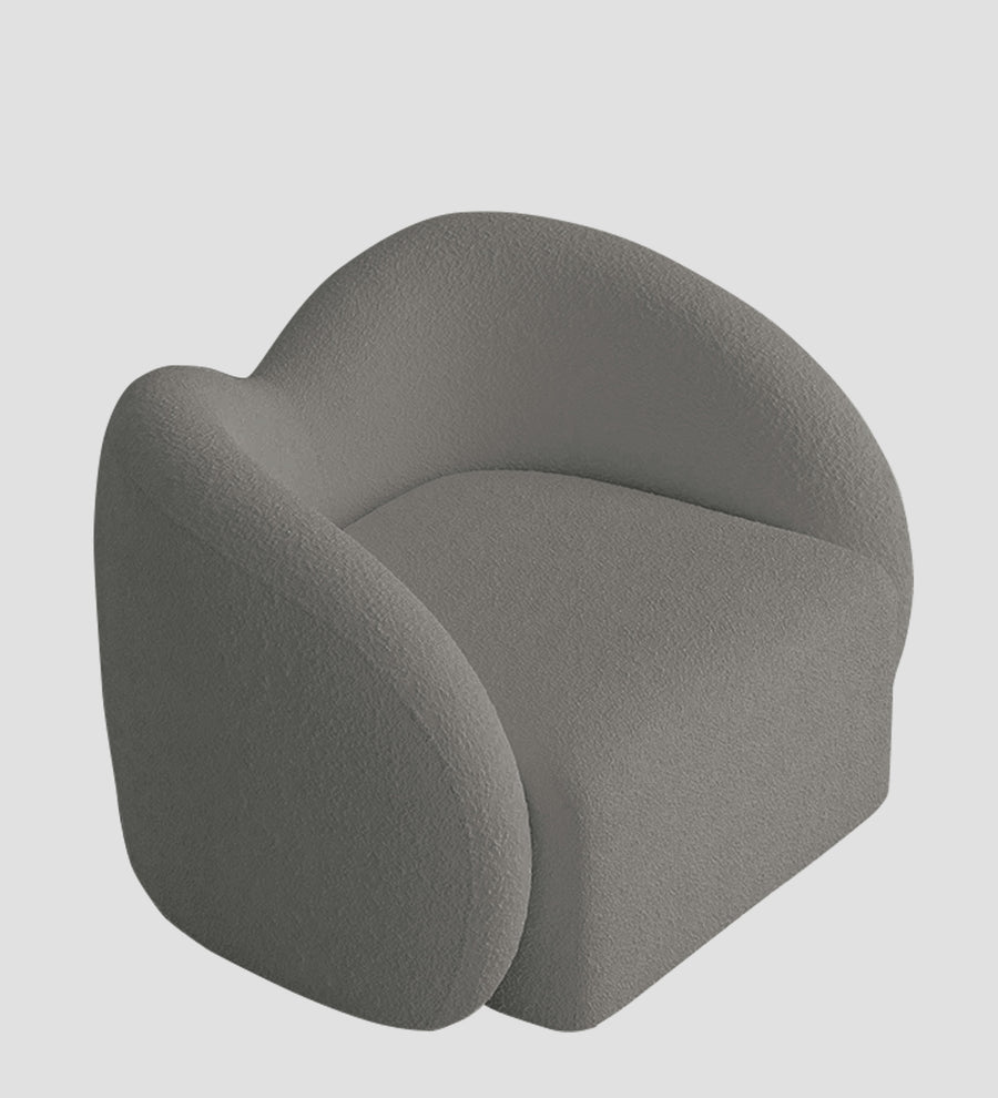 Miles Boucle Fabric Swivel Chair In Moon Grey Colour - Febonic Living