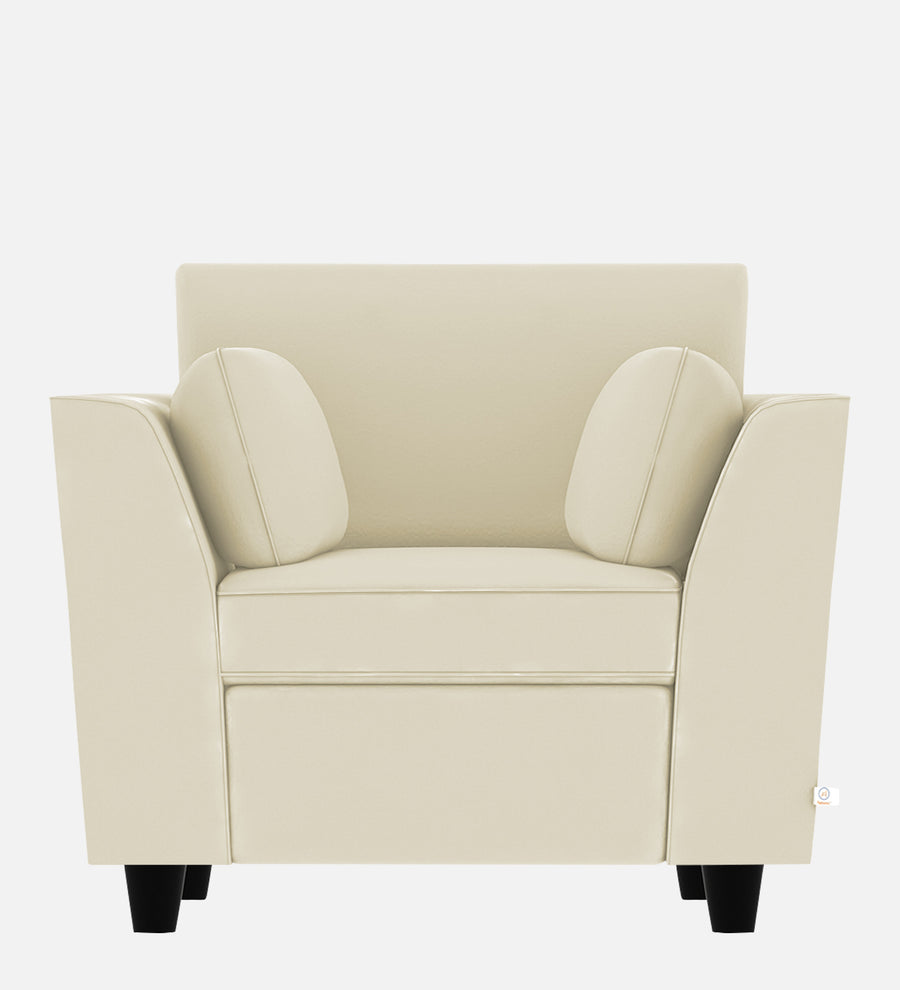 Bristo Velvet 1 Seater Sofa In Warm White Colour With Storage - Febonic Living
