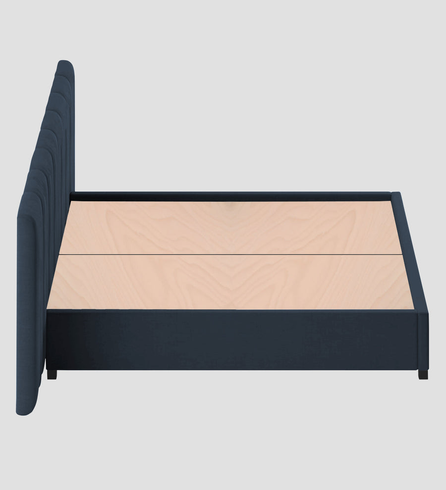 Nora Fabric Upholstered King Size Bed In Denim Blue Colour With Box Storage - Febonic Living