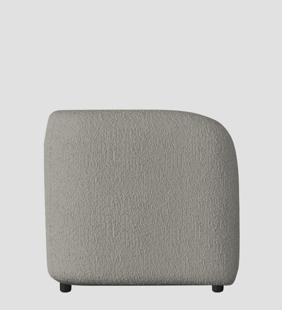 Corny Boucle Fabric 1 Seater Sofa In Fog Grey Colour - Febonic Living