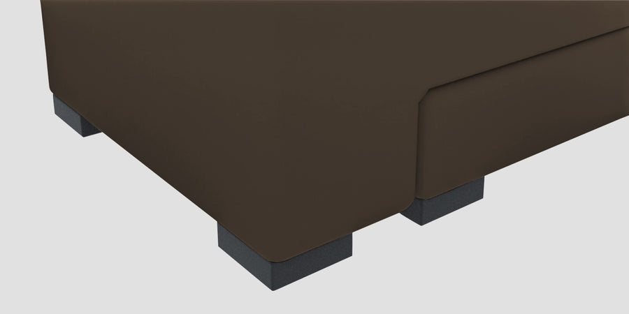 Corby Velvet Lhs 6 Seater Convertible Sofa Cum Bed In Shade Brown Colour - Febonic Living