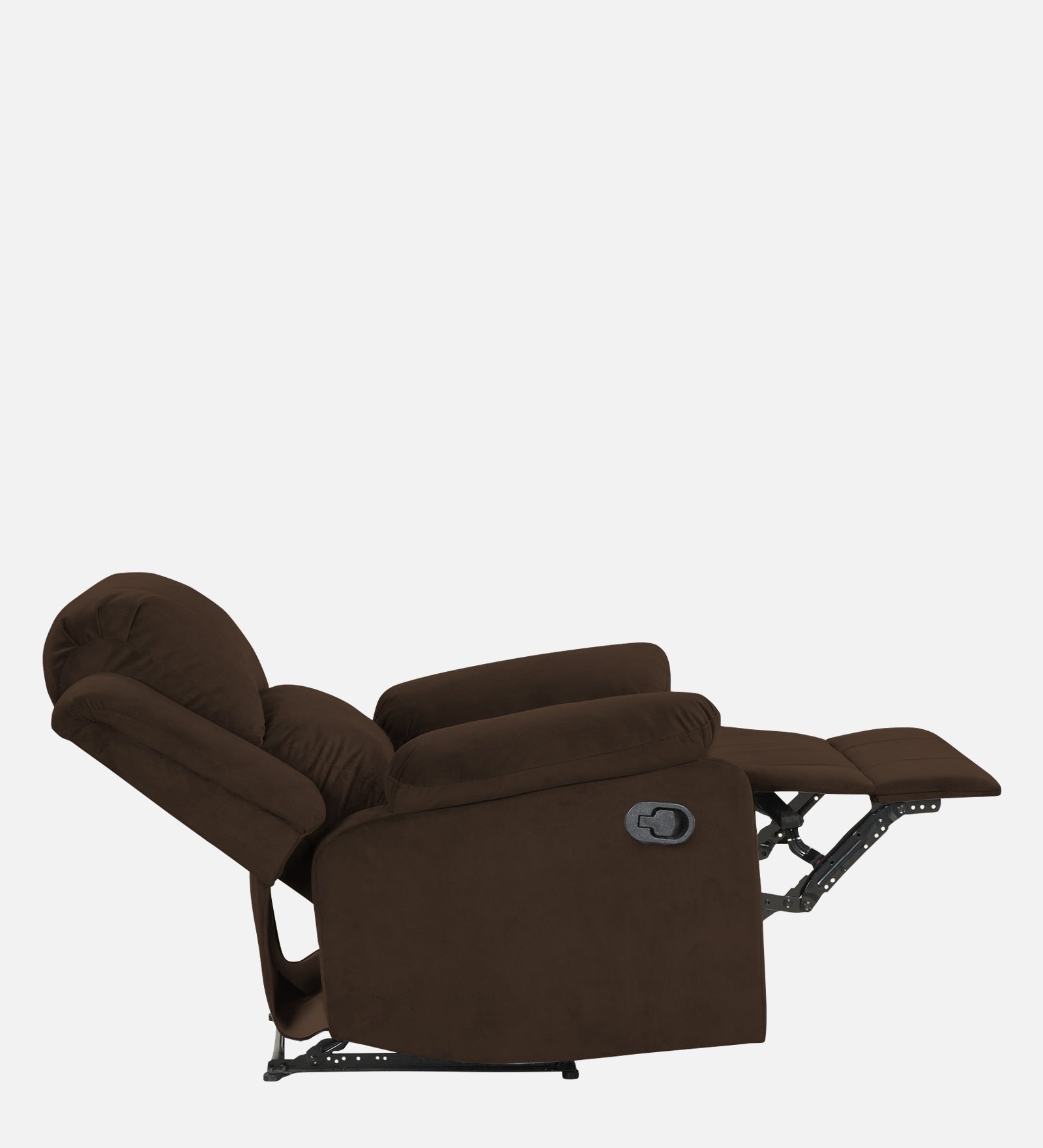 Henry Velvet Manual 1 Seater Recliner In Cholocate Brown Colour