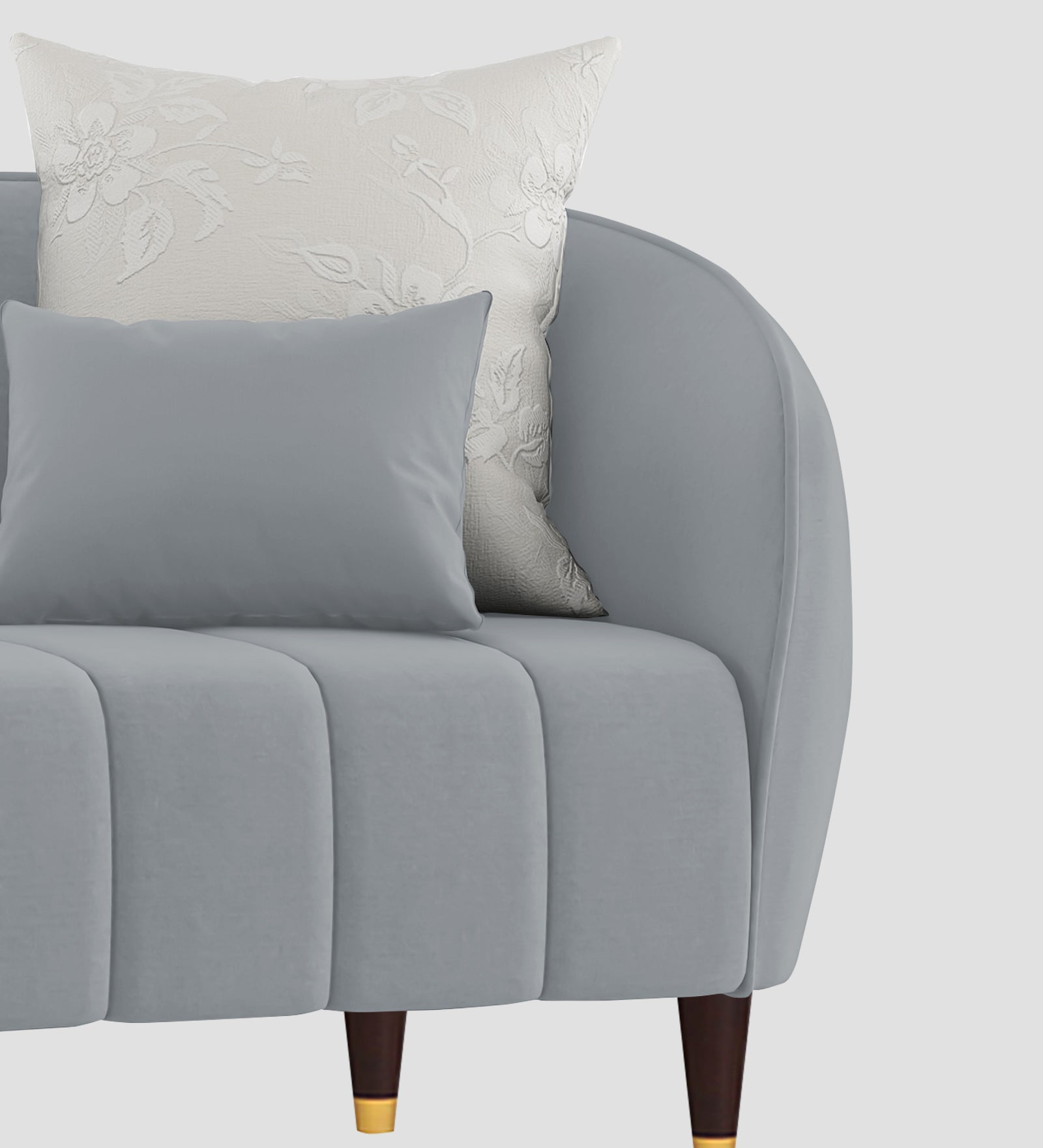 Hairo Velvet 1 Seater Sofa In  Concrete Grey Colour - Febonic Living