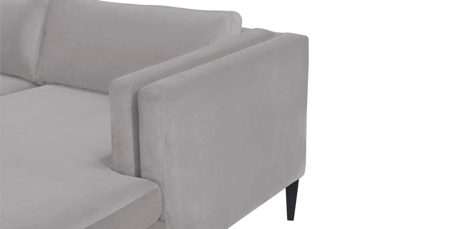 Jasper Velvet RHS Sectional Sofa (3+Lounger) in Concrete grey Colour