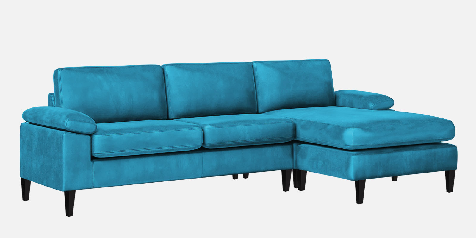 Vegas Velvet LHS Sectional Sofa (3+Lounger) In Aqua blue Colour