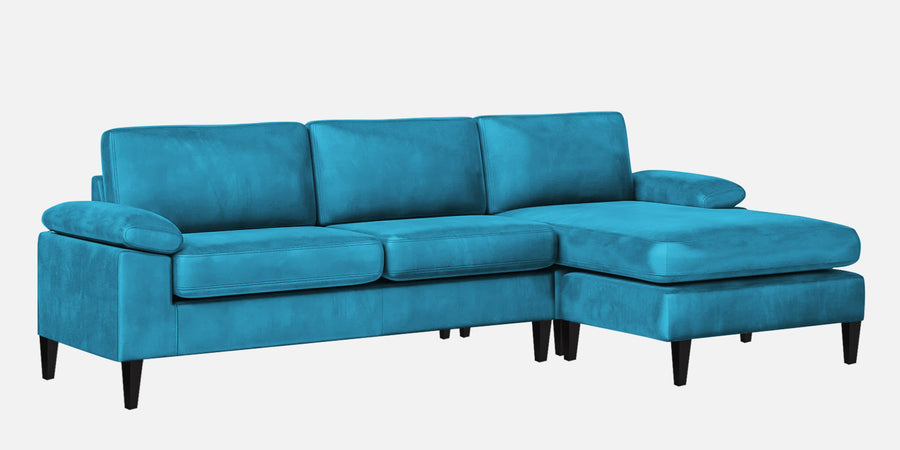 Vegas Velvet Lhs Sectional Sofa 3 Lounger In Aqua Blue Colour - Febonic Living