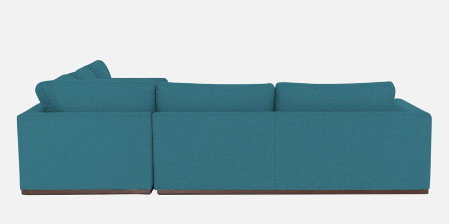 Freedom Velvet 6 Seater Lhs Corner Sofa In Aqua Blue Colour With Ottoman - Febonic Living