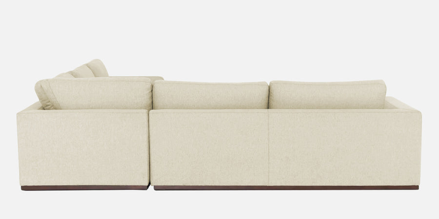 Freedom Velvet 6 Seater Lhs Corner Sofa In Warm White Colour With Ottoman - Febonic Living