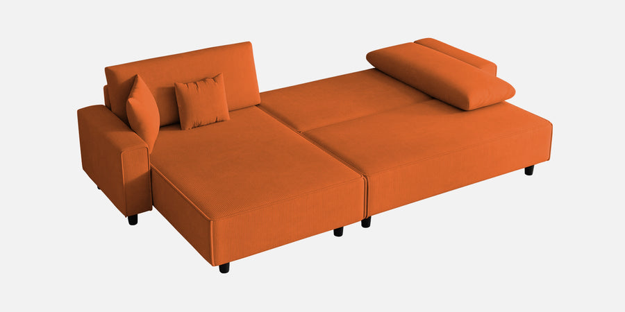Peach Fabric Rhs 6 Seater Sofa Cum Bed With Storage In Vivid Orange Colour - Febonic Living