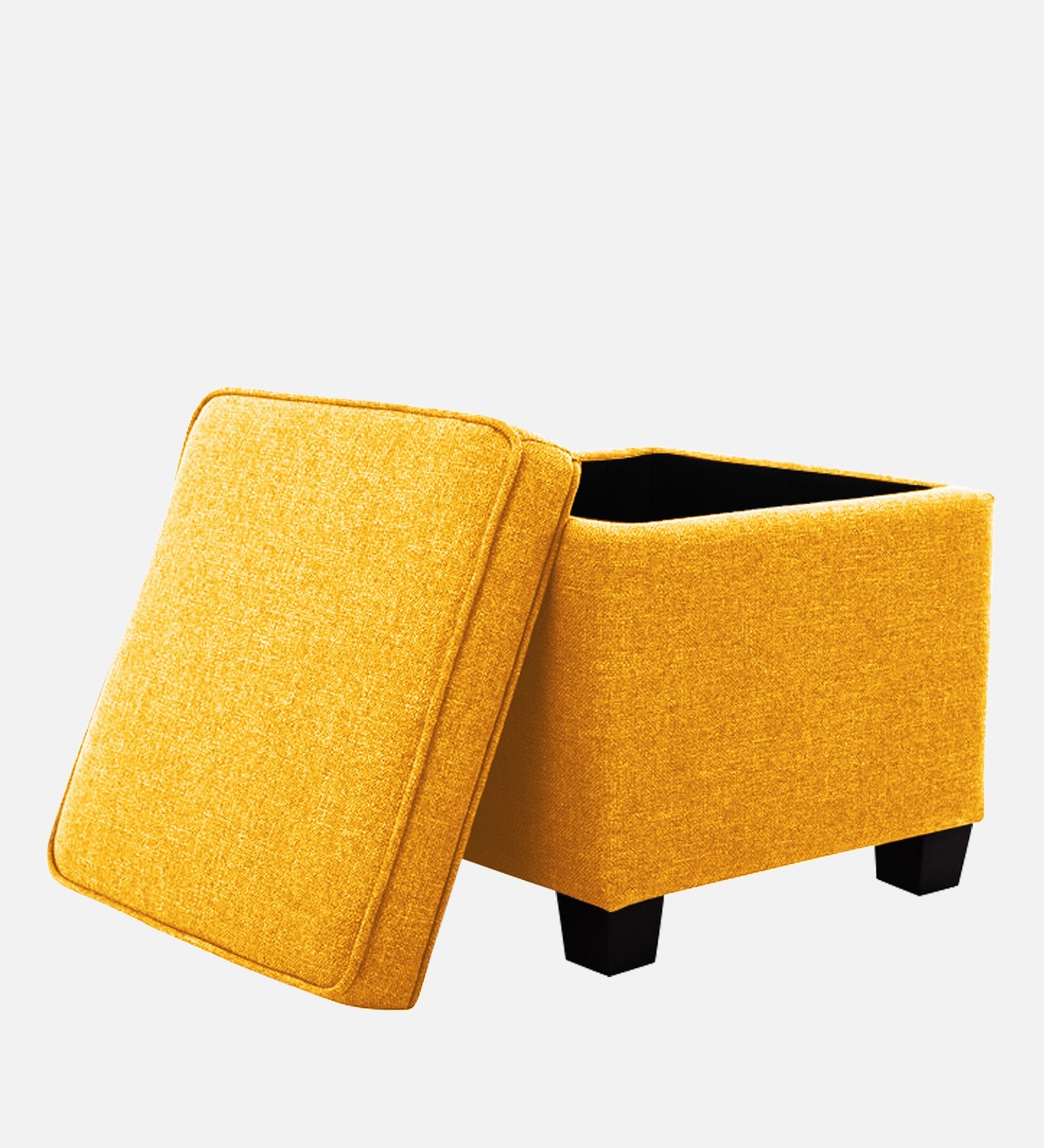 Sudan Fabric Storage Ottoman in Bold Yellow Colour