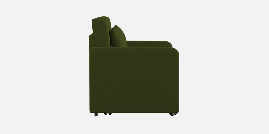 Calra Fabric 3 Seater Pull Out Sofa Cum Bed In Olive Green Colour With Storage - Febonic Living