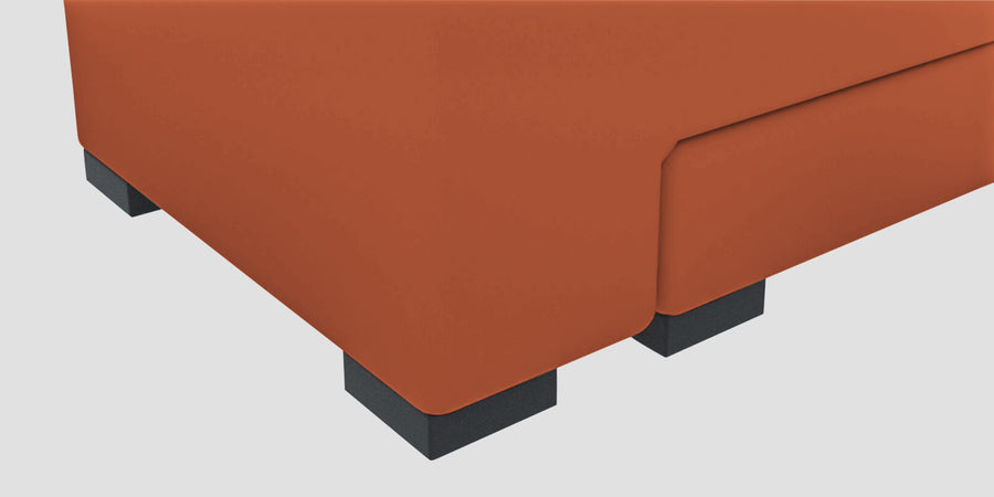 Corby Velvet Lhs 6 Seater Convertible Sofa Cum Bed In Yam Orange Colour - Febonic Living