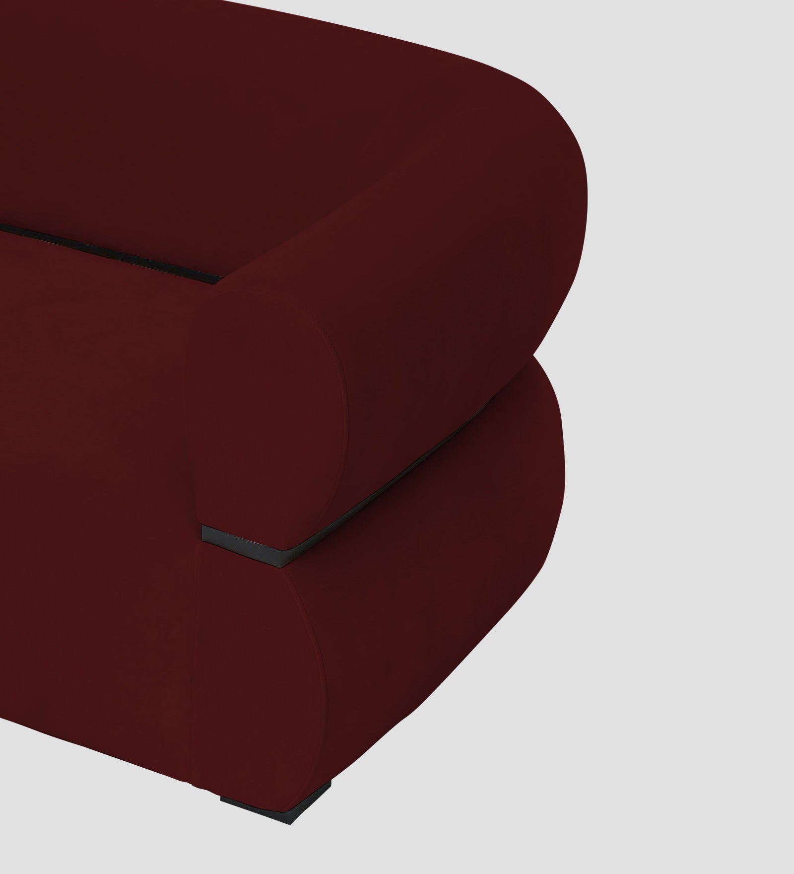 Kula Velvet 1 Seater Sofa In Blood Maroon Colour