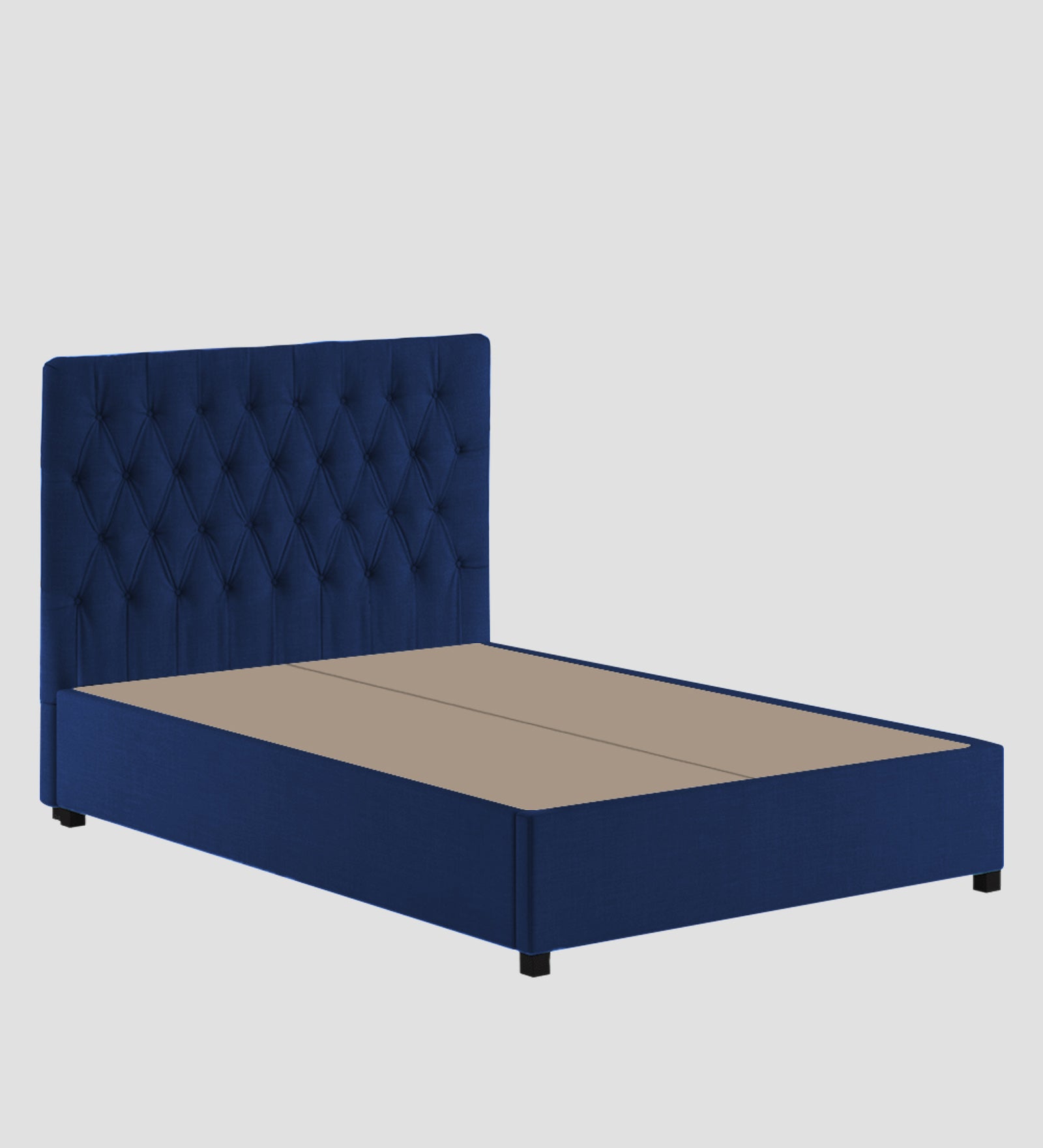 Isko Fabric King Size Bed In Royal Blue Colour With Storage Box - Febonic Living