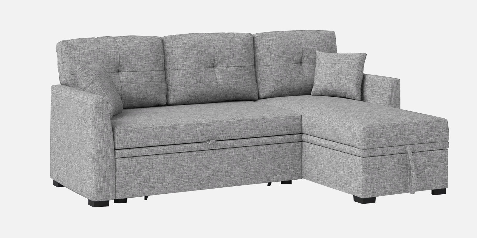 Jody Fabric 3 Seater Pull Out Sofa Cum Bed In Lit Grey Colour