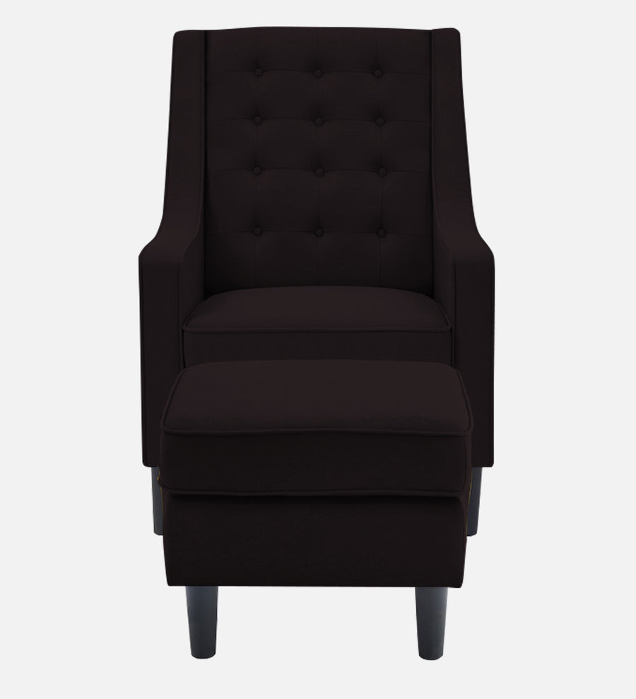 Sona Fabric Barrel Chair With Ottoman In Cara Brown Colour - Febonic Living