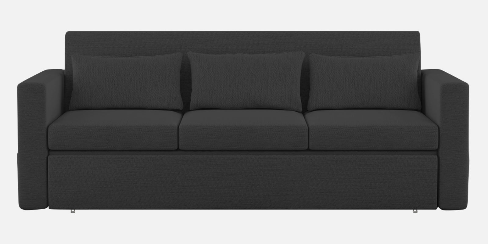 River Fabric 3 Seater Pull Out Sofa Cum Bed In Charcoal Grey Colour