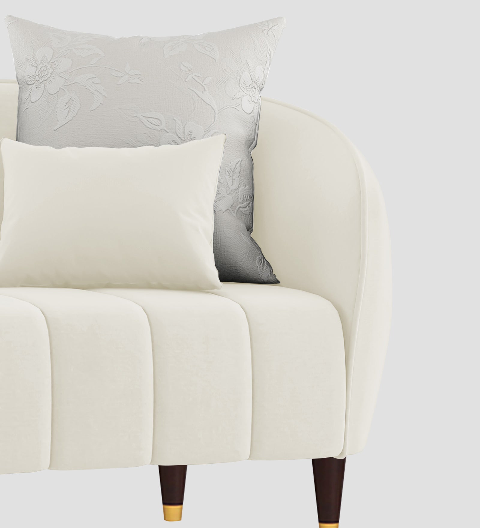 Hairo Velvet 1 Seater Sofa In  Warm White Colour - Febonic Living