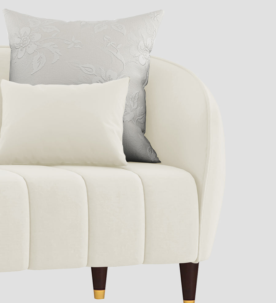 Hairo Velvet 1 Seater Sofa In Warm White Colour - Febonic Living