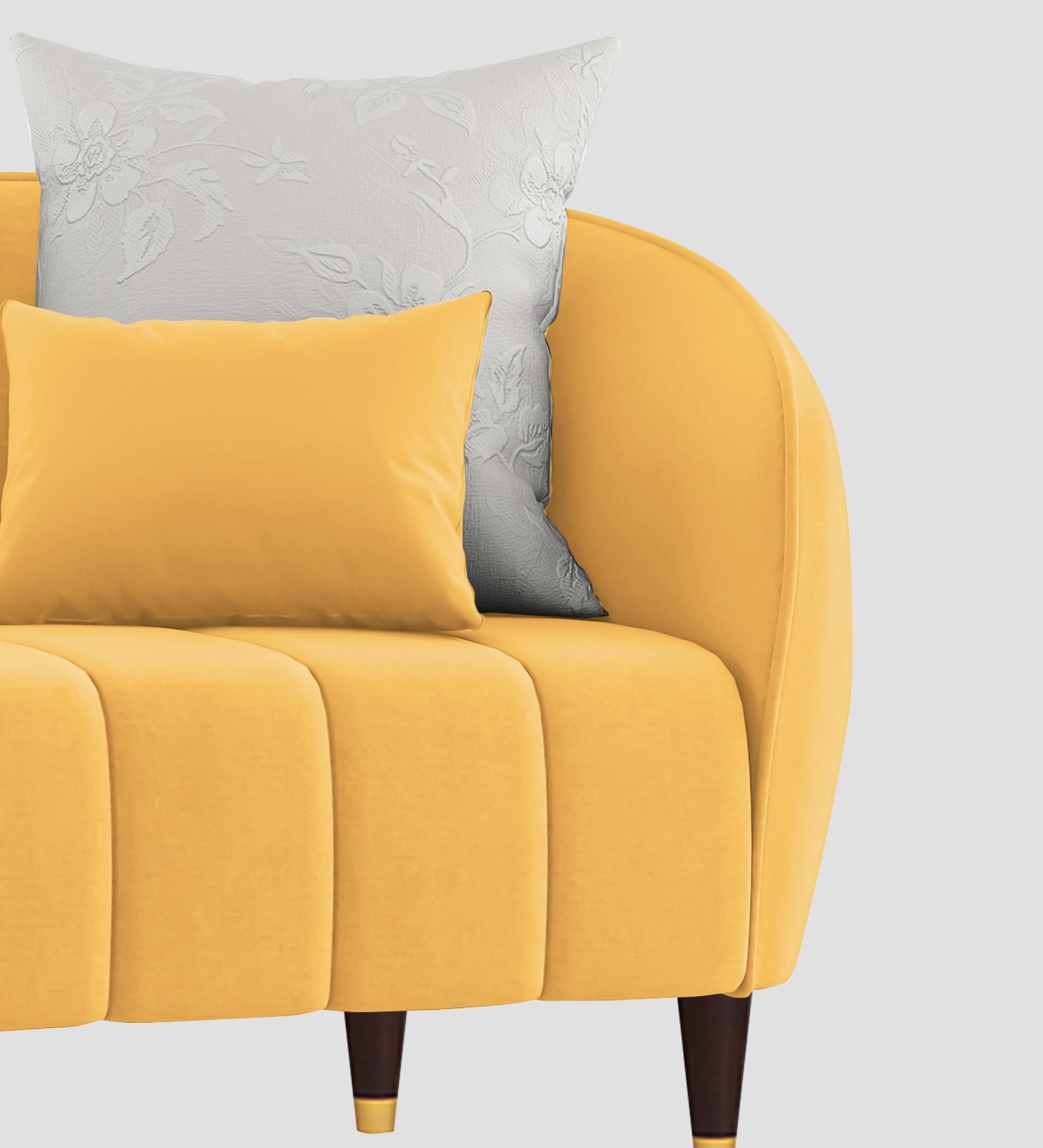 Hairo Velvet 1 Seater Sofa In  Turmeric Yellow Colour - Febonic Living